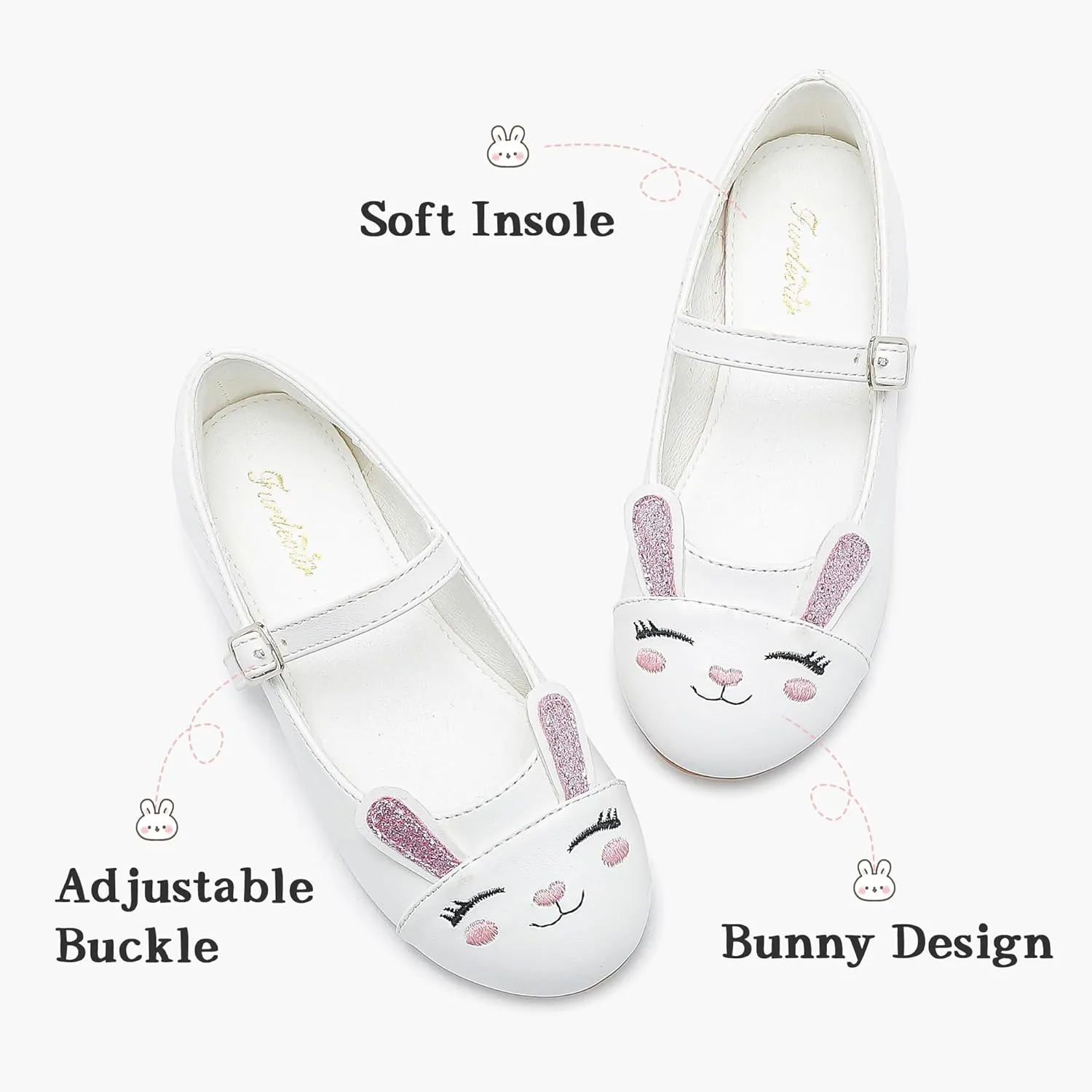 Furdeour Girls Dress Shoes Mary Jane Flower Wedding Party Bridesmaids Shoes Glitter Princess Ballet Flats for Kid Toddler