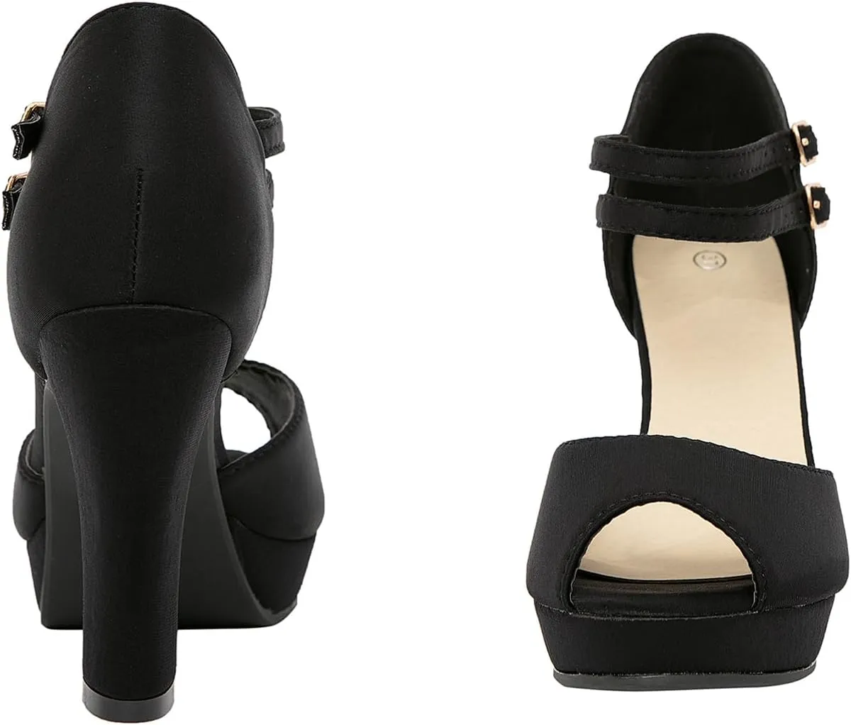 GATUXUS Women's Chunky High Heels Sandals Open Toe Platform Ankle Strappy Sandals Dress Shoes