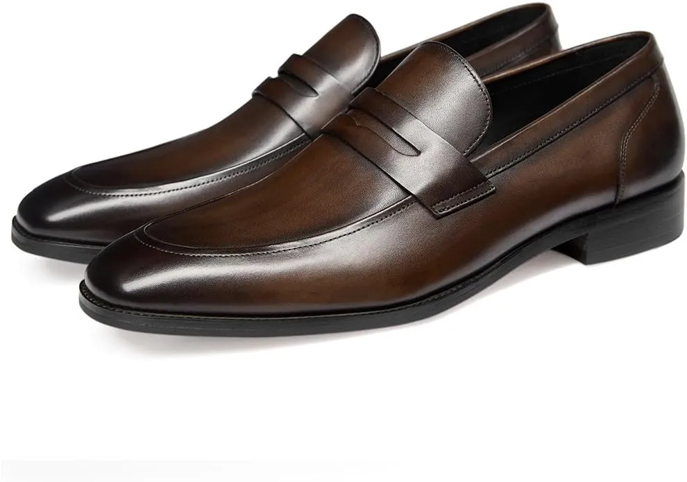 GIFENNSE Men's Dress Shoes Slip-On Loafers Formal Leather Shoes for Men