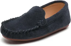 Girls Boys Suede Slip-on Loafers Lightweight Non Slip Moccasins Casual Boat Shoes Dress Shoes