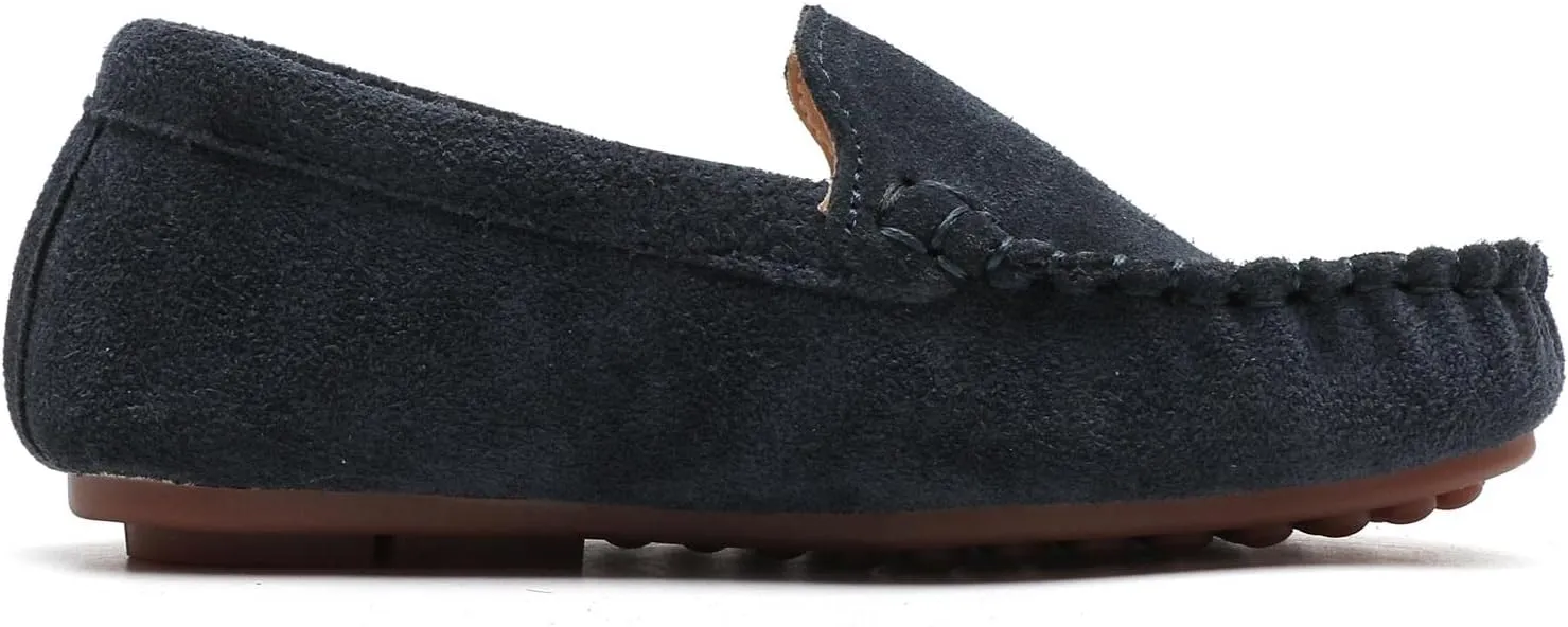 Girls Boys Suede Slip-on Loafers Lightweight Non Slip Moccasins Casual Boat Shoes Dress Shoes