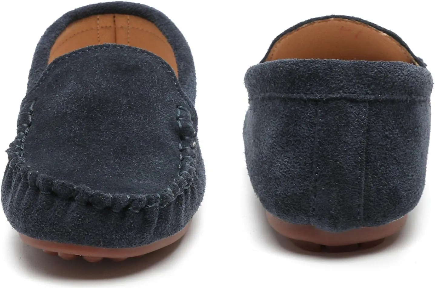 Girls Boys Suede Slip-on Loafers Lightweight Non Slip Moccasins Casual Boat Shoes Dress Shoes