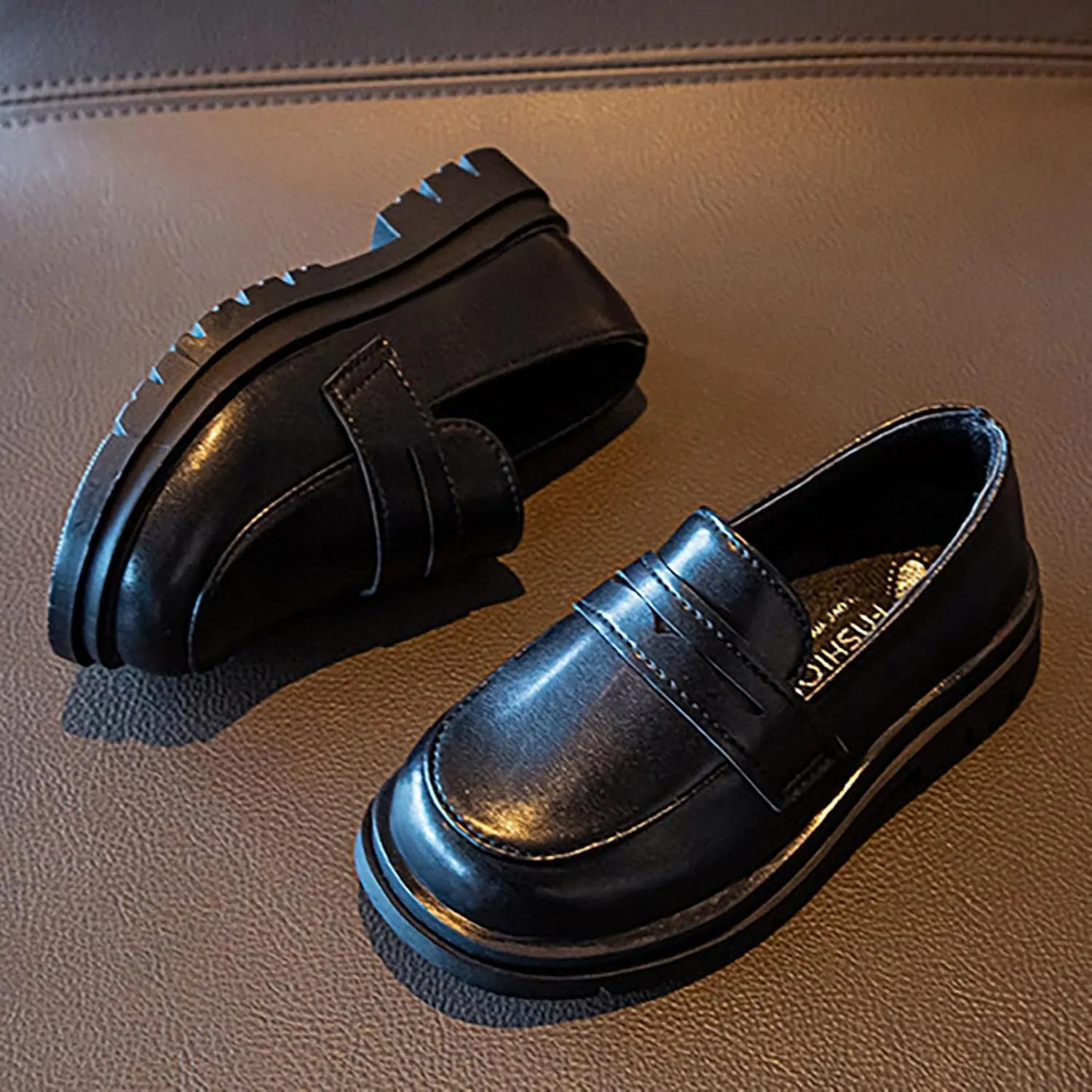Girls Dress Shoes Chunky Loafers for Girl Platform Penny Loafers Round Toe School Uniform Slip On Oxford Shoes