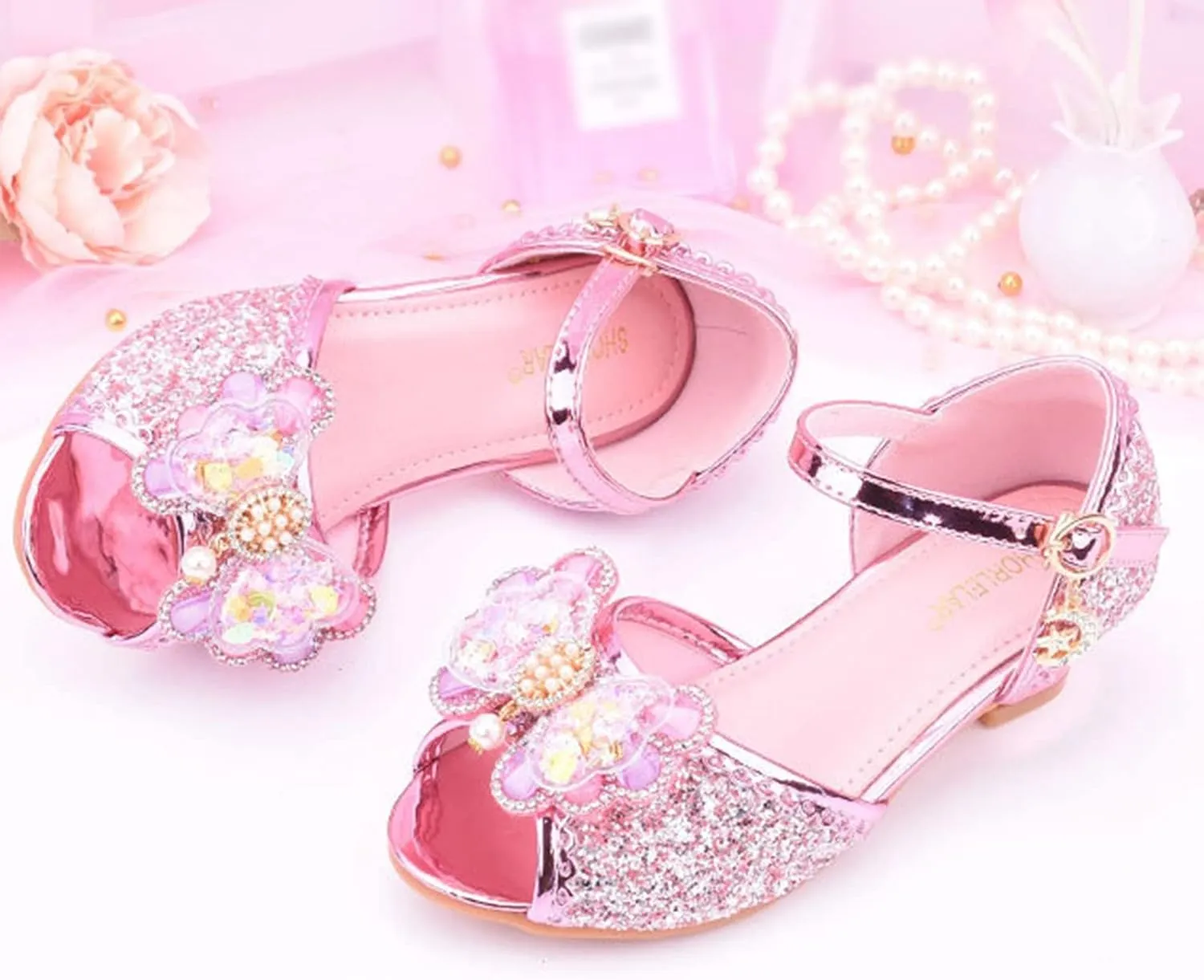 Girls Dress Shoes Toddler Bow Party Wedding Pumps Open Toe High Heels for Girls Toddler Kids Infant