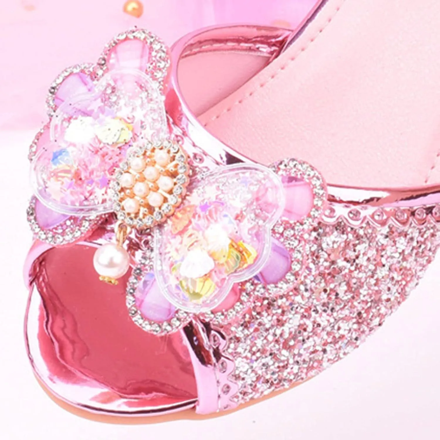 Girls Dress Shoes Toddler Bow Party Wedding Pumps Open Toe High Heels for Girls Toddler Kids Infant