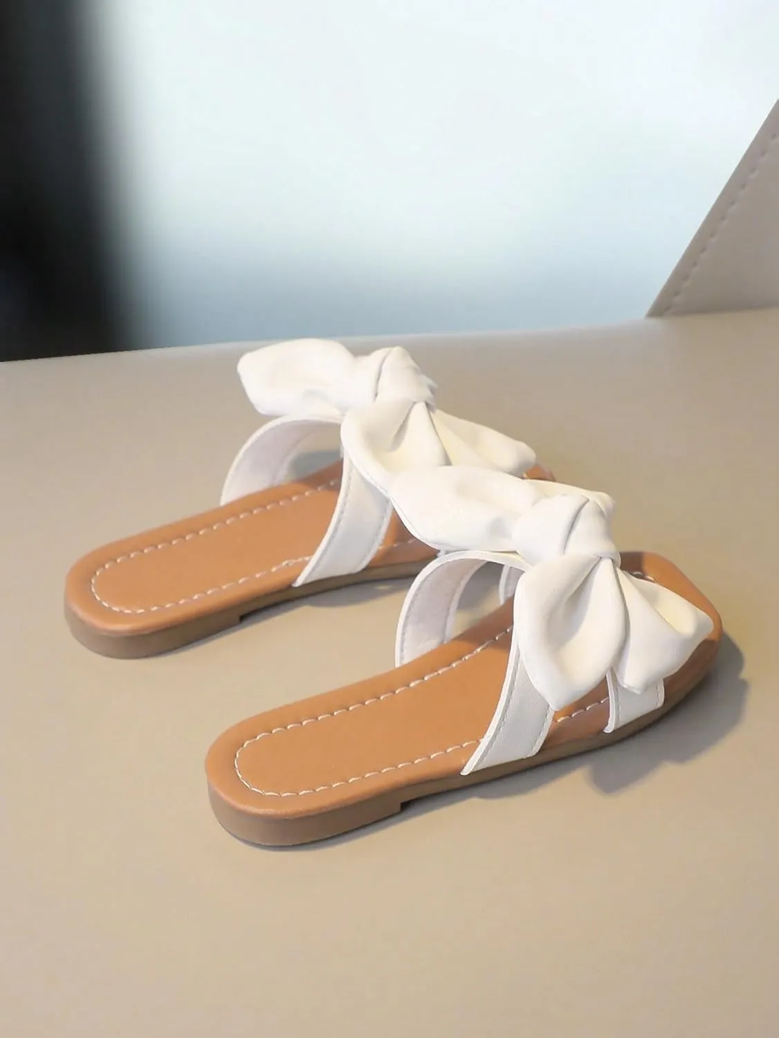 GORGLITTER Girl's Sandals Bow Knot Open Toe Summer Dressy Summer Shoes Flat Sandals