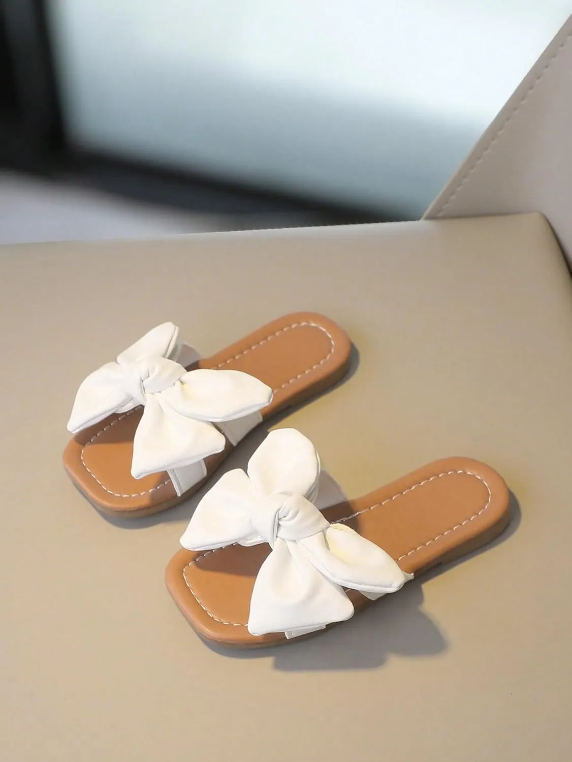 GORGLITTER Girl's Sandals Bow Knot Open Toe Summer Dressy Summer Shoes Flat Sandals