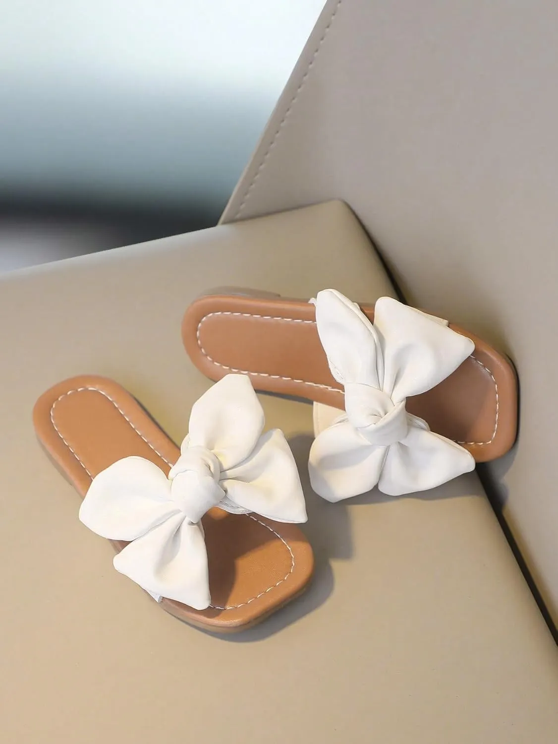GORGLITTER Girl's Sandals Bow Knot Open Toe Summer Dressy Summer Shoes Flat Sandals