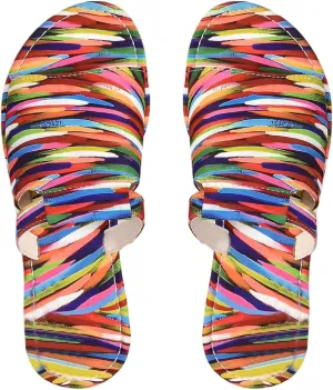 GORGLITTER Women's Rainbow Vacation Shoes Cut Out Open Toe Flat Sandals Multicolor 9