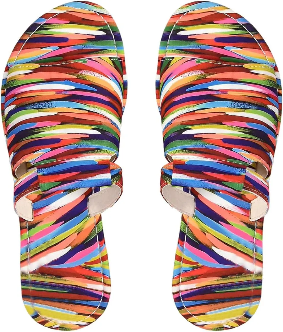 GORGLITTER Women's Rainbow Vacation Shoes Cut Out Open Toe Flat Sandals Multicolor 9