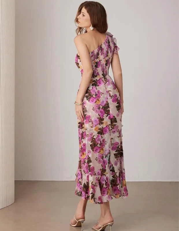 GRACE KARIN Womens Summer One Shoulder Sleeveless Dresses Floral Flowy Ruffle High Low Wedding Guest Maxi Sundresses