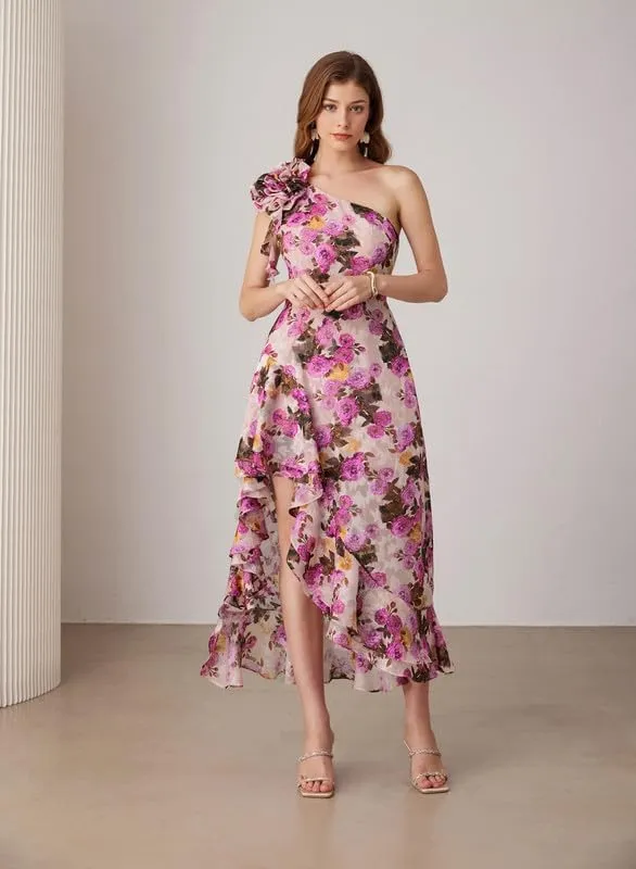GRACE KARIN Womens Summer One Shoulder Sleeveless Dresses Floral Flowy Ruffle High Low Wedding Guest Maxi Sundresses
