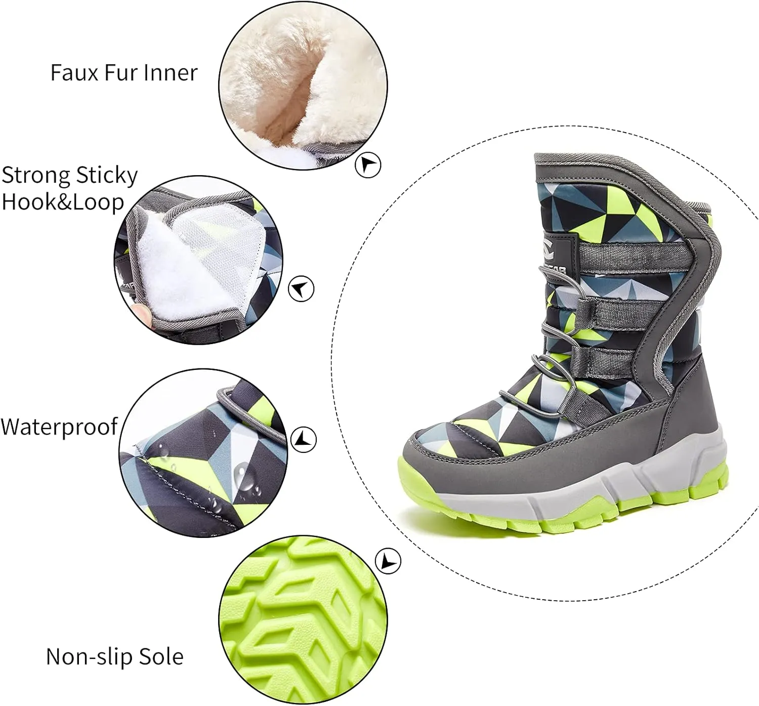 GUBARUN Boys Snow Boots Winter Waterproof Slip Resistant Cold Weather Shoes (Toddler/Little Kid/Big Kid)