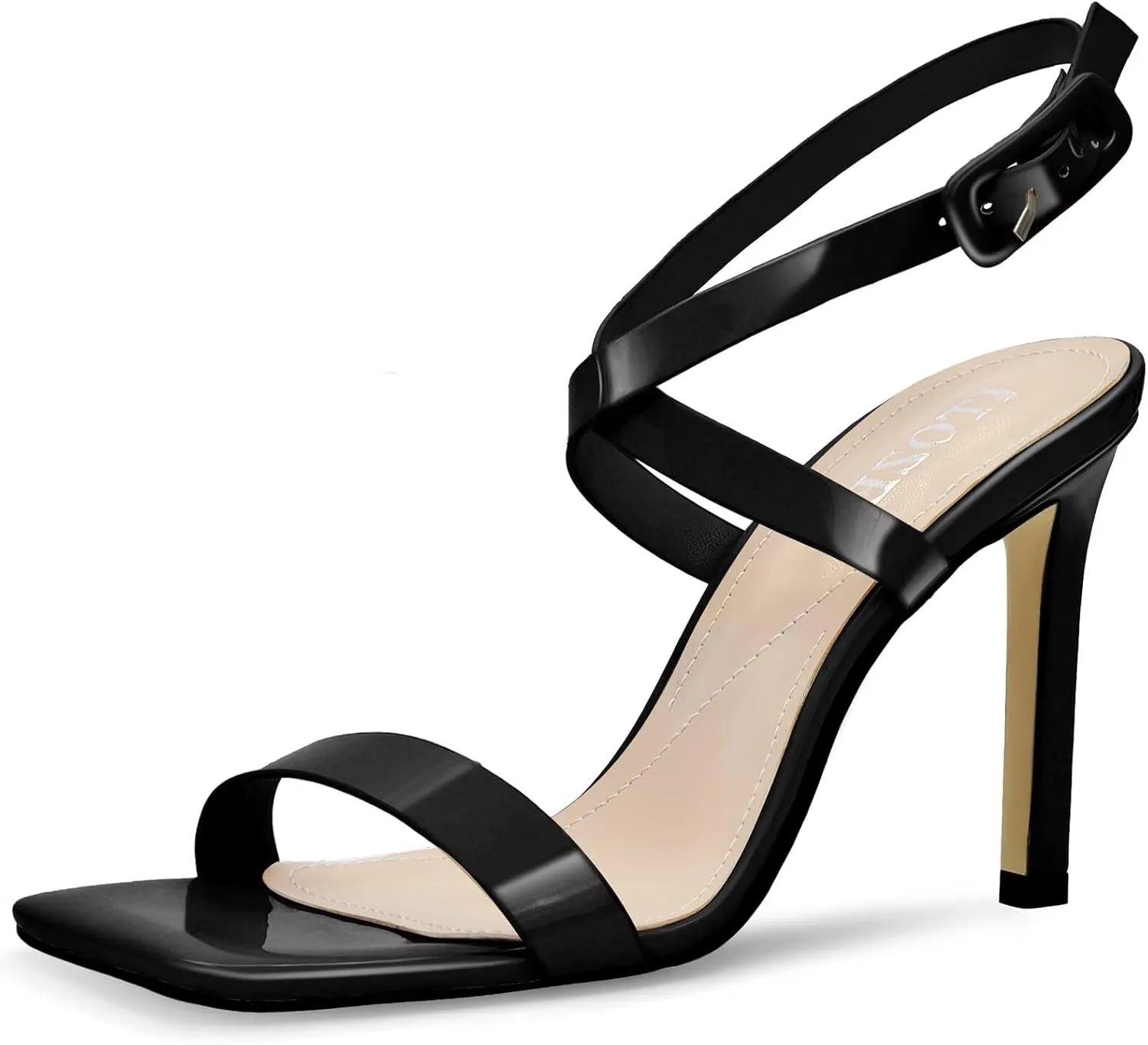Heels For Women Stiletto High Heel Square Open Toe Slingback Dress Shoes for Women Adjustable Ankle Strap Heeled
