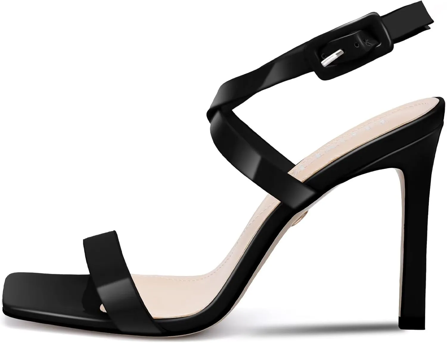 Heels For Women Stiletto High Heel Square Open Toe Slingback Dress Shoes for Women Adjustable Ankle Strap Heeled