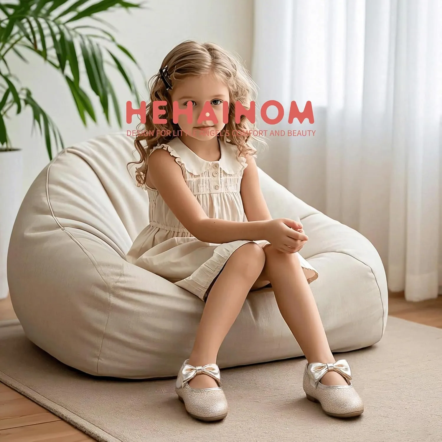 Hehainom Toddler Girls Dress Shoes Little Kids Flower Girl Sparkle Bow Ballet Flats School Wedding Party Shoes