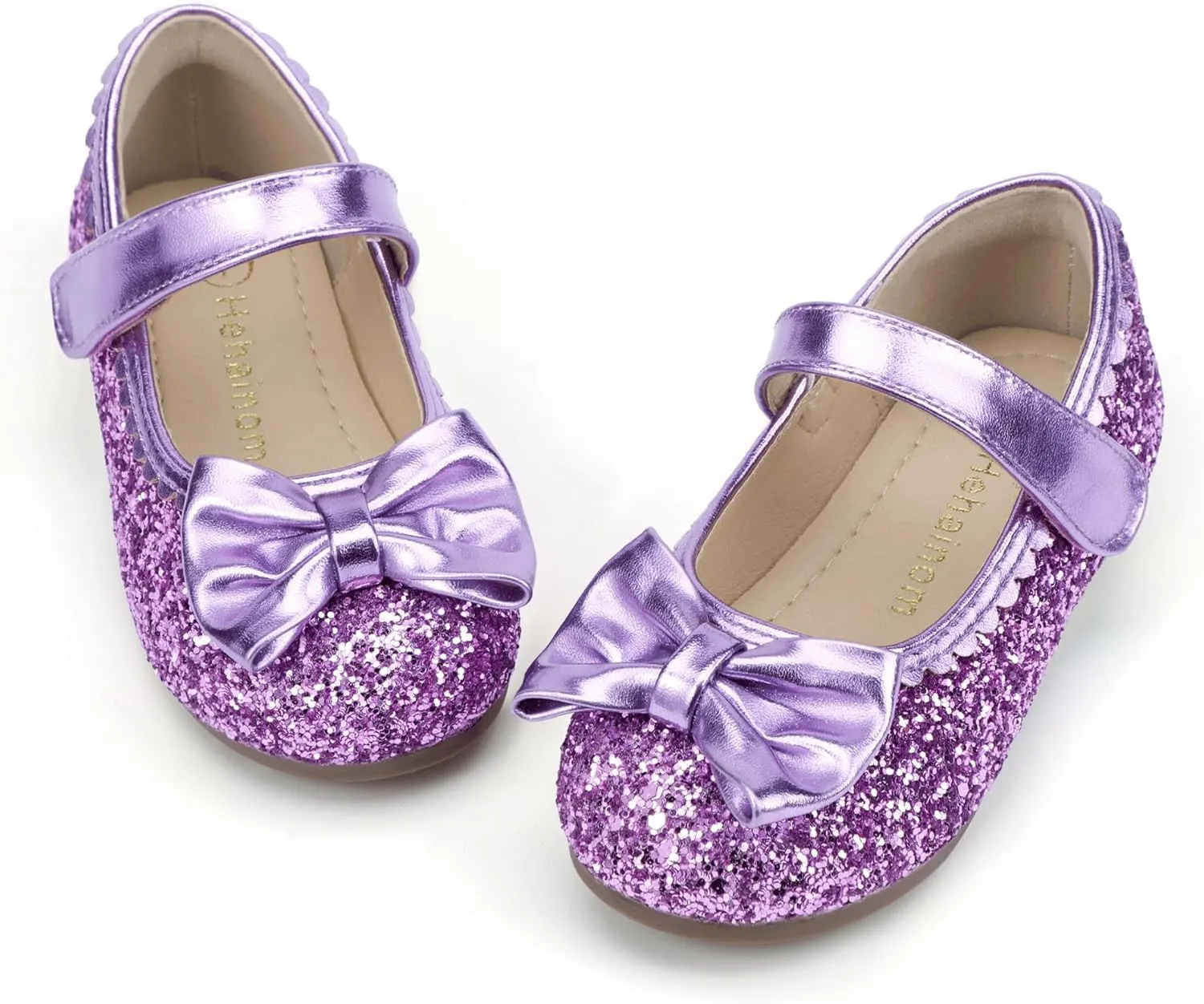 Hehainom Toddler Girls Dress Shoes Little Kids Flower Girl Sparkle Bow Ballet Flats School Wedding Party Shoes