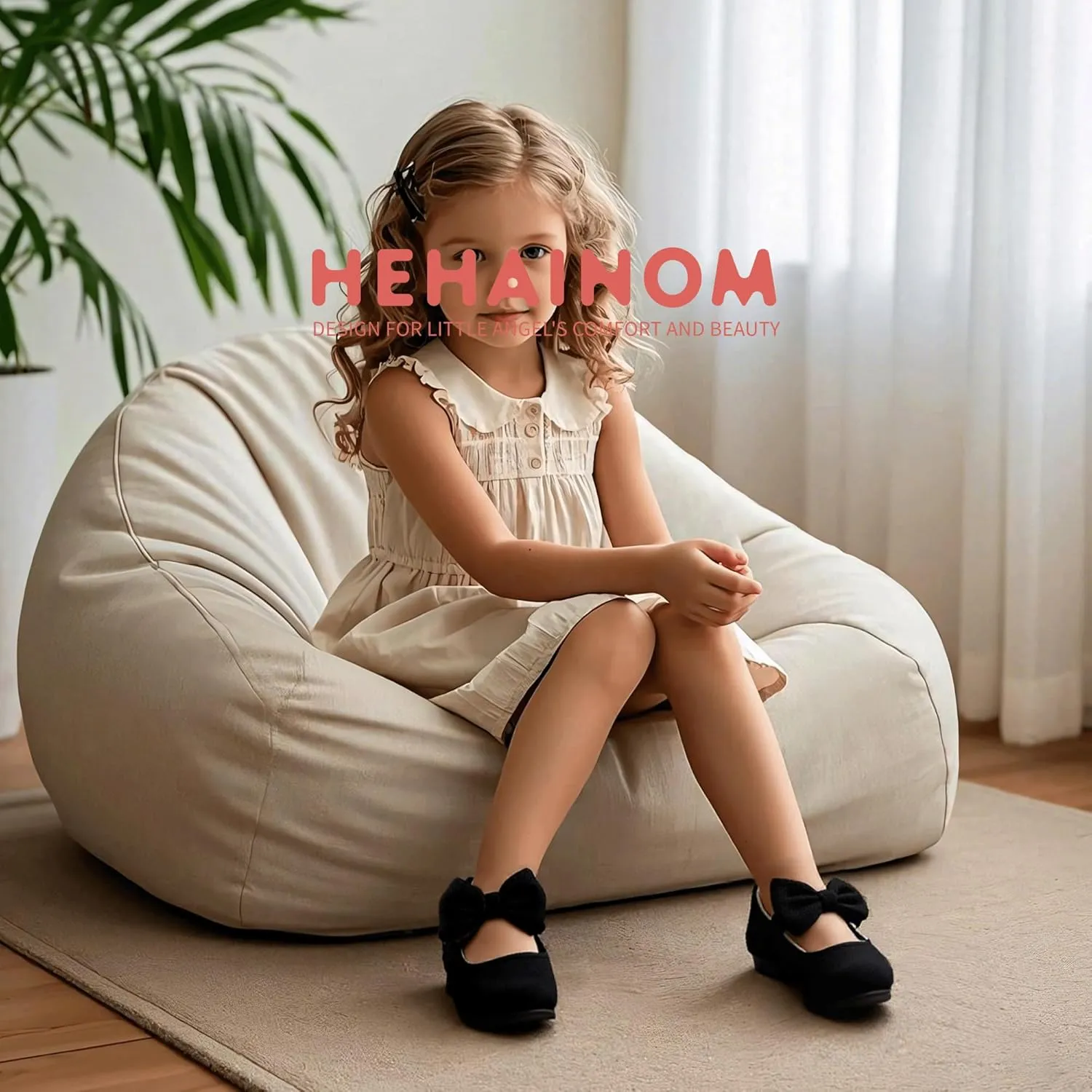 Hehainom Toddler Girls Dress Shoes Little Kids Flower Girl Sparkle Bow Ballet Flats School Wedding Party Shoes