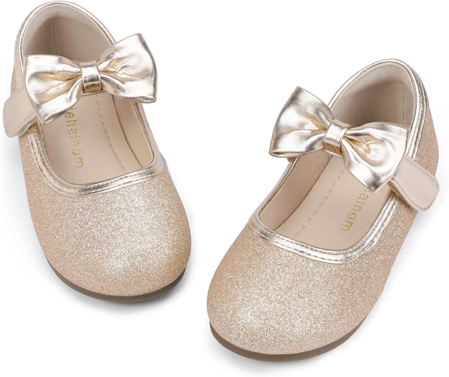 Hehainom Toddler Girls Dress Shoes Little Kids Flower Girl Sparkle Bow Ballet Flats School Wedding Party Shoes