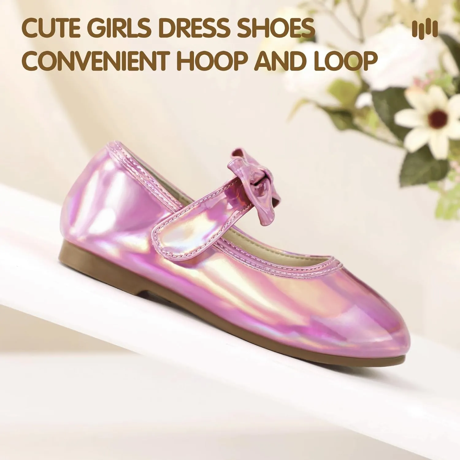 Hehainom Toddler Girls Dress Shoes Little Kids Flower Girl Sparkle Bow Ballet Flats School Wedding Party Shoes