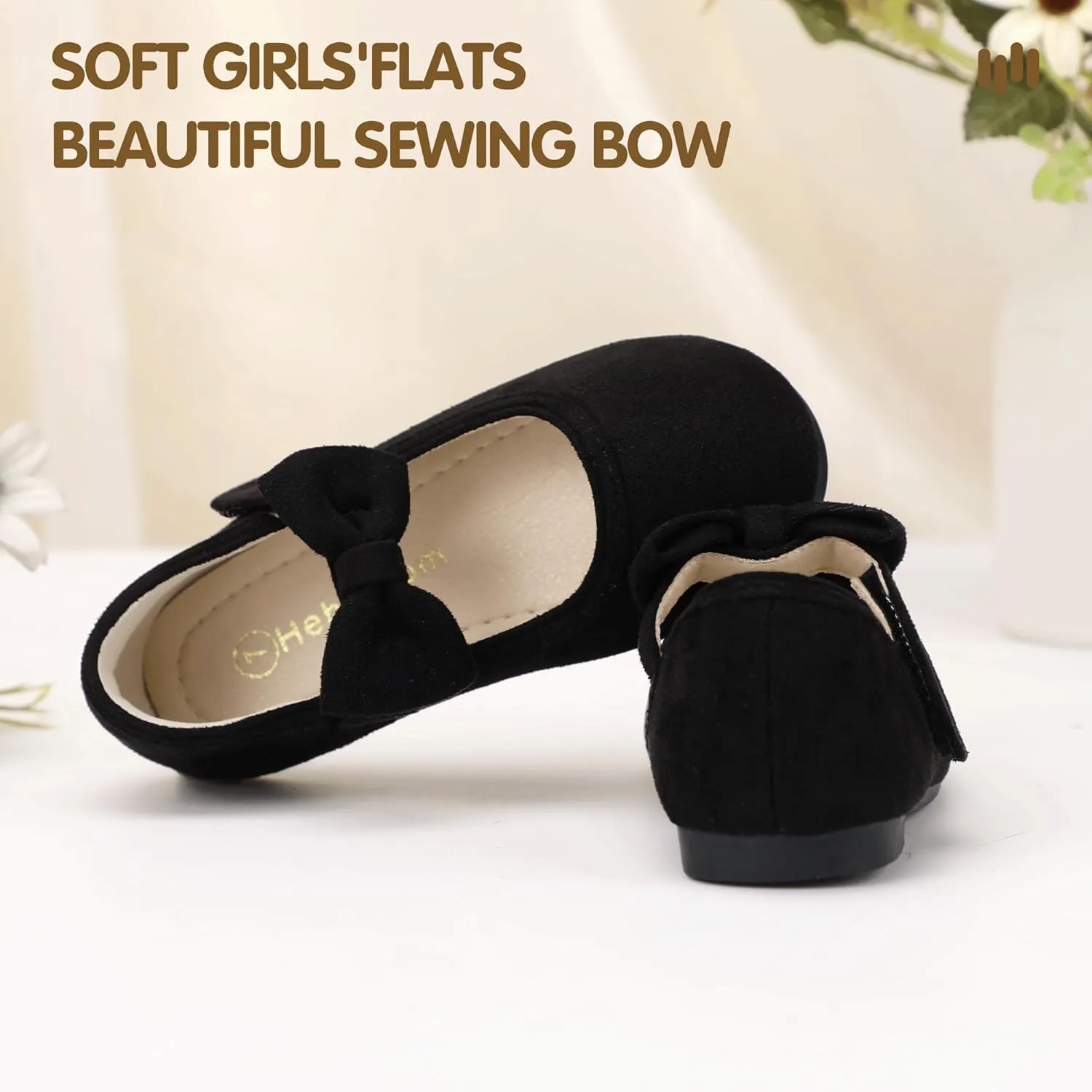 Hehainom Toddler Girls Dress Shoes Little Kids Flower Girl Sparkle Bow Ballet Flats School Wedding Party Shoes