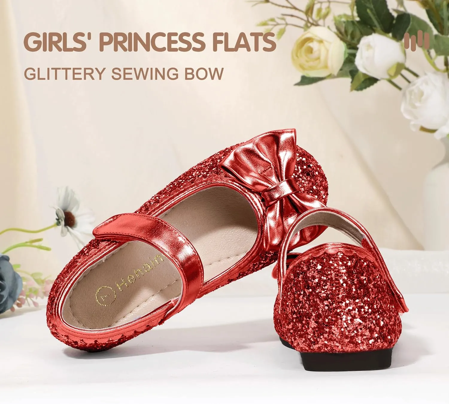 Hehainom Toddler Girls Dress Shoes Little Kids Flower Girl Sparkle Bow Ballet Flats School Wedding Party Shoes