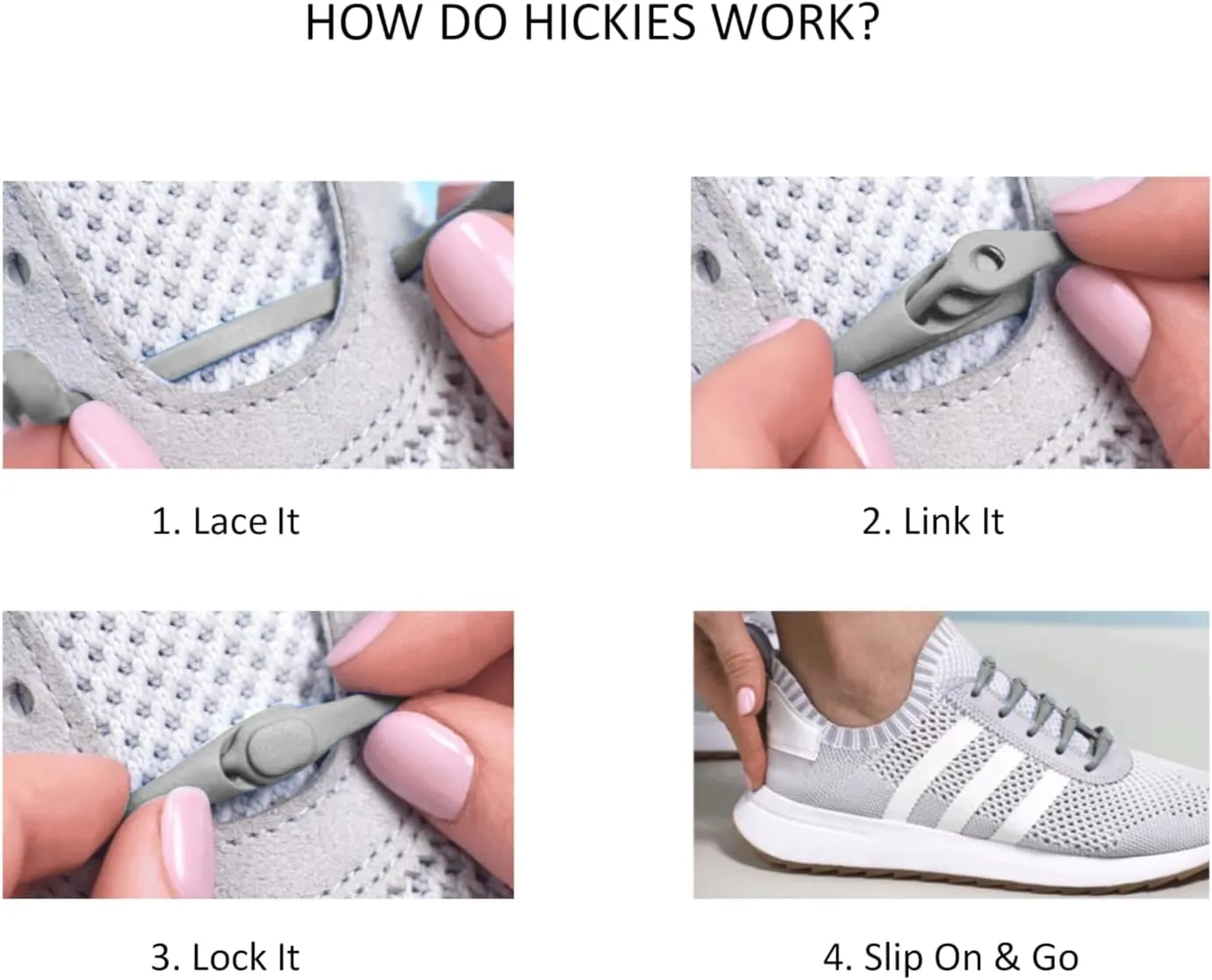 HICKIES No Tie Shoelaces – Elastic, Waterproof, Unisex Shoelaces for Adults, One Size Fits All for Sneakers & Running Shoes