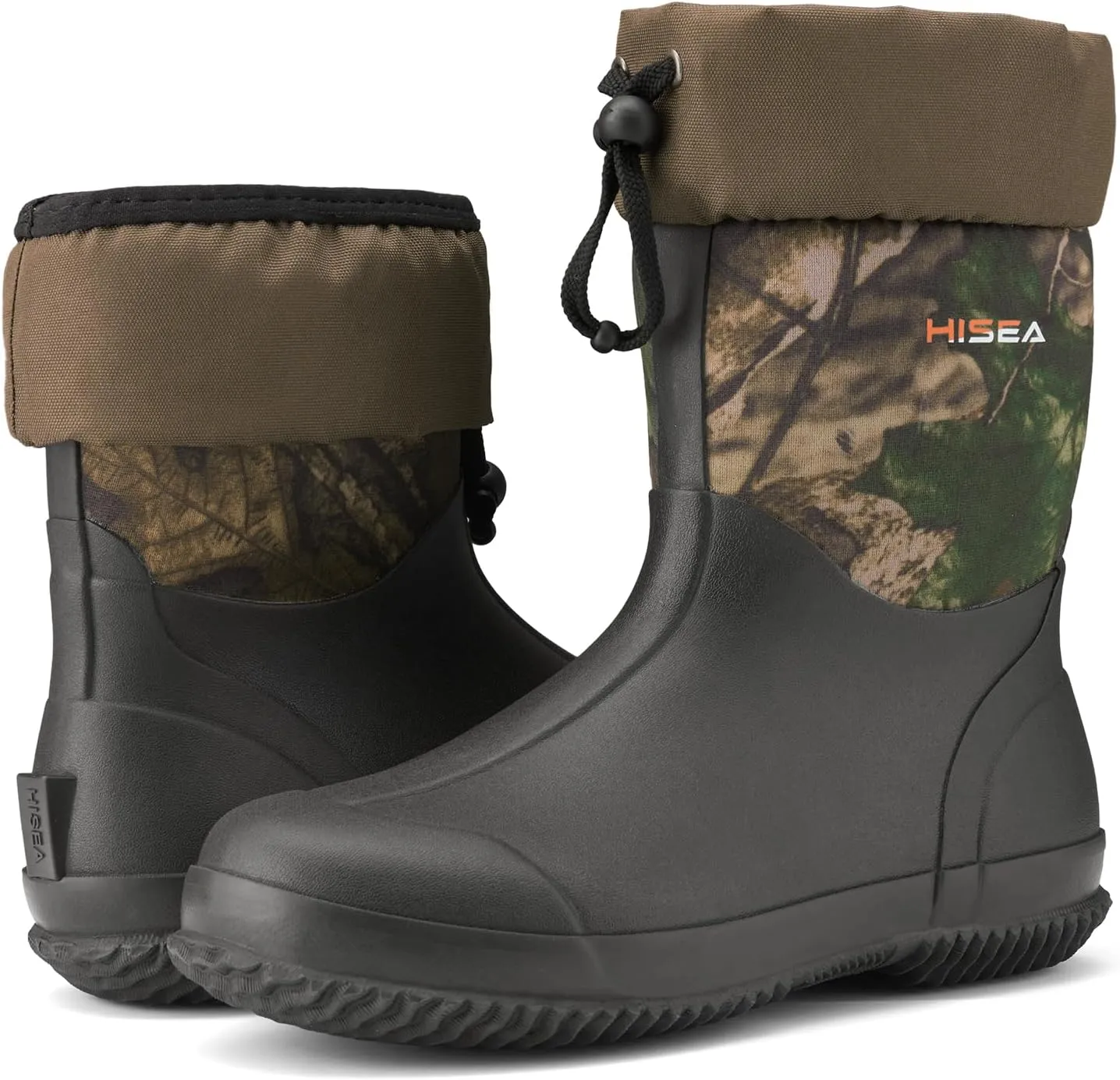HISEA Men's Rain Boots, Garden Boots Ankle High Waterproof Neoprene Rubber Mud Boots
