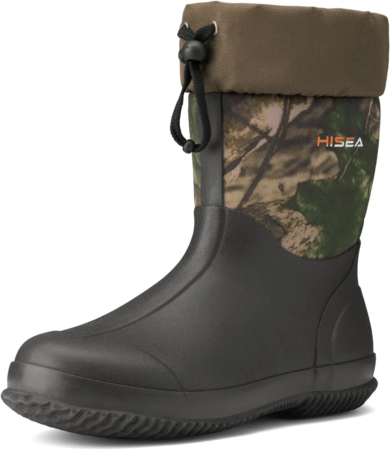 HISEA Men's Rain Boots, Garden Boots Ankle High Waterproof Neoprene Rubber Mud Boots
