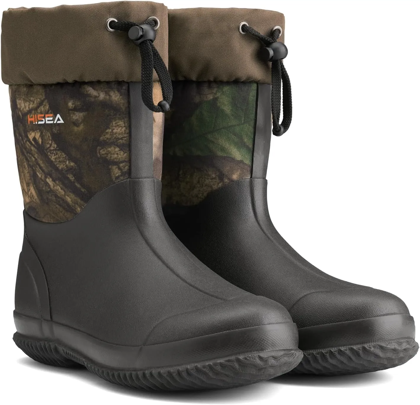 HISEA Men's Rain Boots, Garden Boots Ankle High Waterproof Neoprene Rubber Mud Boots