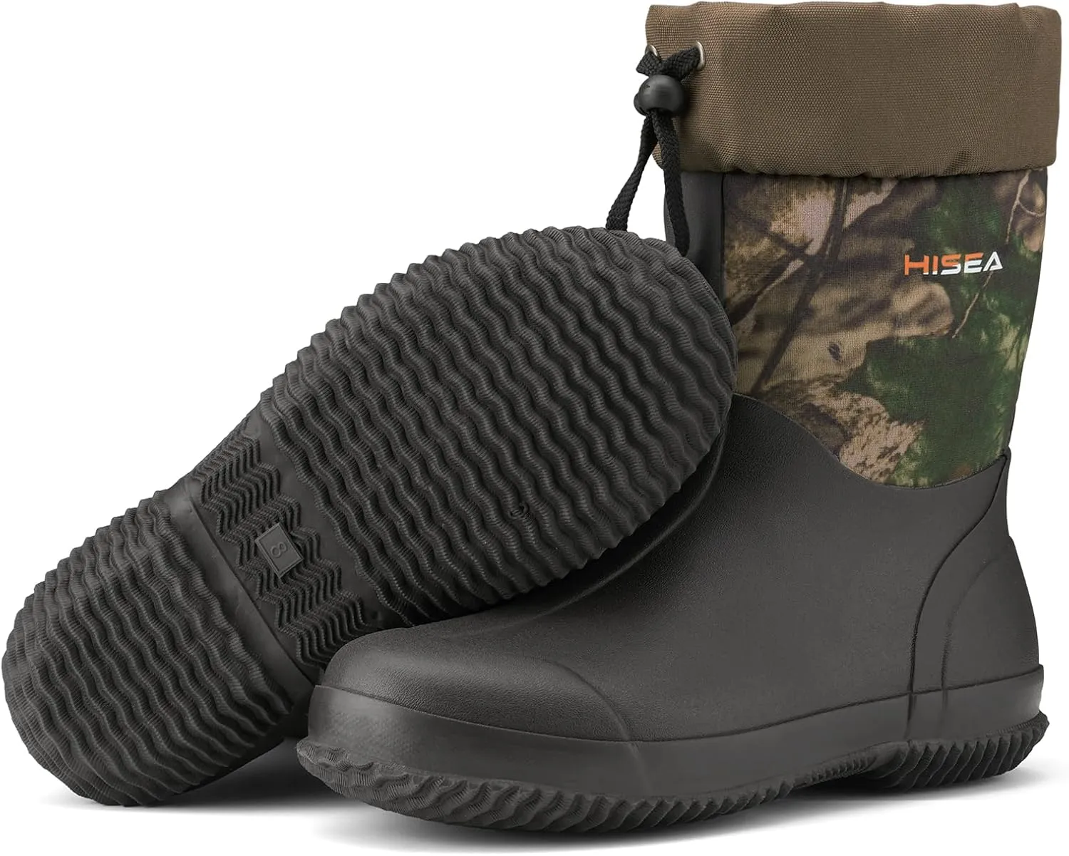 HISEA Men's Rain Boots, Garden Boots Ankle High Waterproof Neoprene Rubber Mud Boots