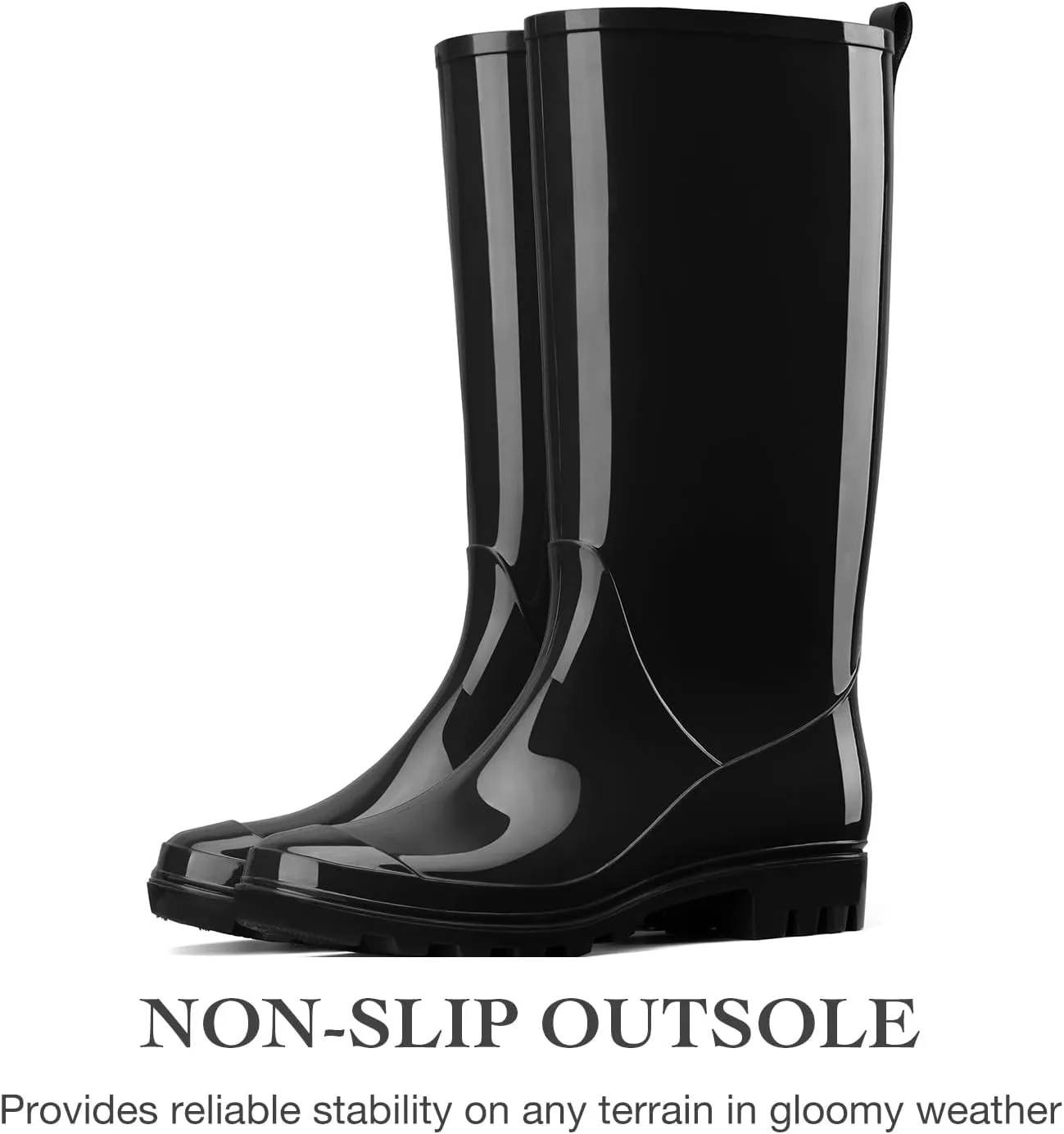 HISEA Rain Boots for Women Waterproof Garden Boots, Knee High Rain Shoes, Non Slip Seamless Welly