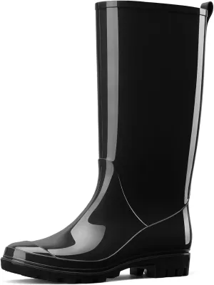 HISEA Rain Boots for Women Waterproof Garden Boots, Knee High Rain Shoes, Non Slip Seamless Welly