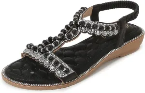 HNGHOU Women's Summer Casual Bohemia Open Toe Beach Wedge Sandal Shoes