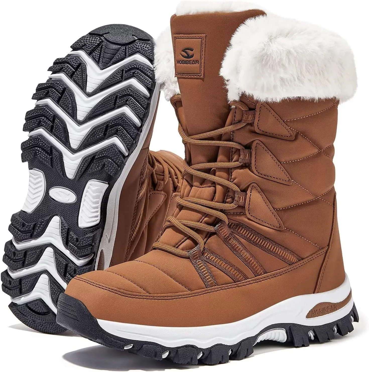 HOBIBEAR Women's Waterproof Winter Snow Boots Lightweight Anti-Slip Warm Outdoor Mid-Calf Booties