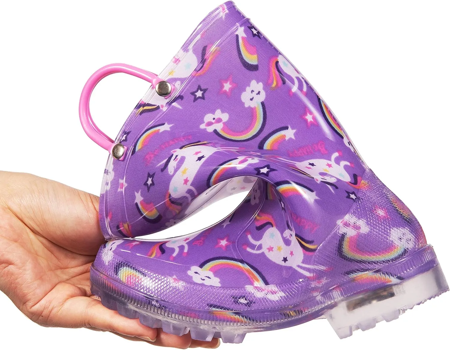 HugRain Light Up Rain Boots for Little Kids