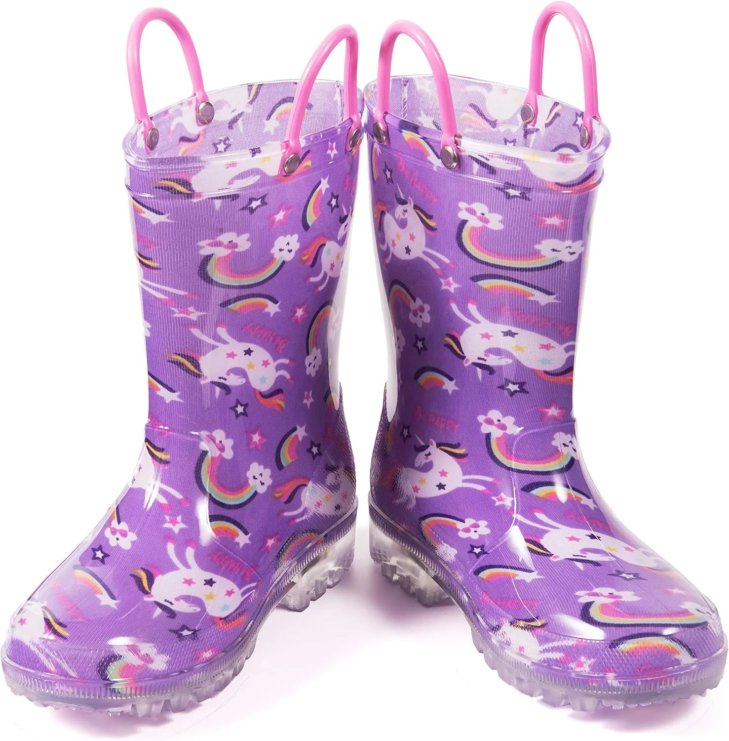 HugRain Light Up Rain Boots for Little Kids