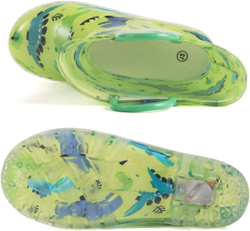 HugRain Light Up Rain Boots for Little Kids