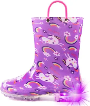 HugRain Light Up Rain Boots for Little Kids