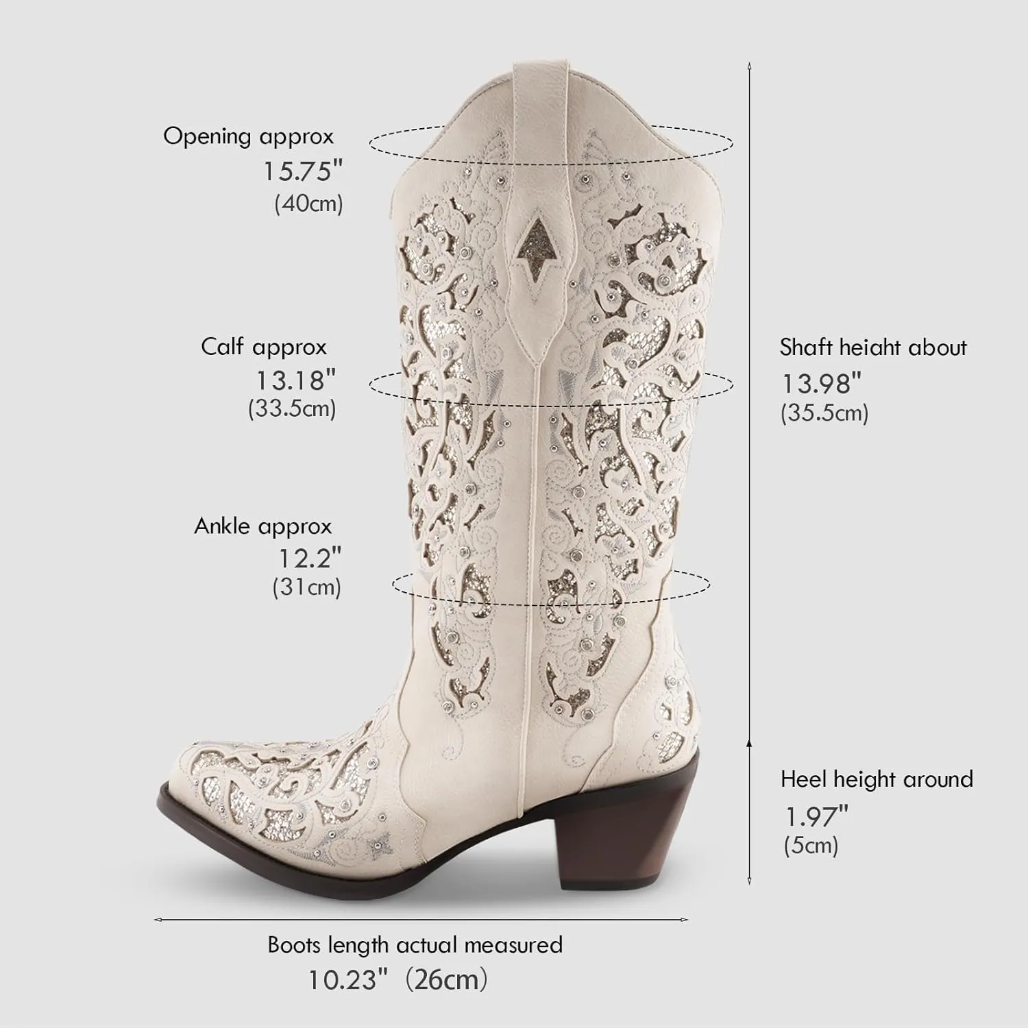 Huntarry Glitter Rhinestone Cowboy Boots For Women Sparkle Mid Calf Wedding Boots For Bride Square Toe Chunky Block Heel Western Cowgirl Boot