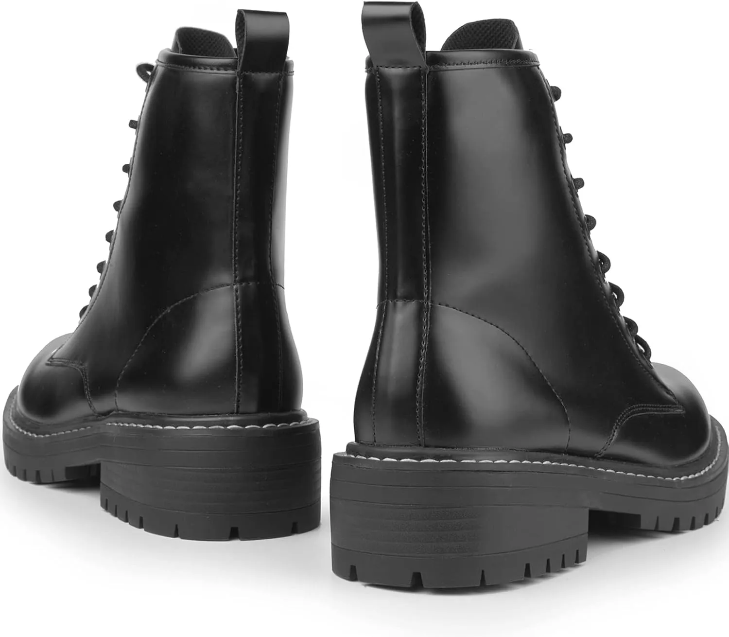 ICHIGO Women’s Fashion Ankle Booties Causal 8-Eye Side Zipper Lace-up Combat Boots