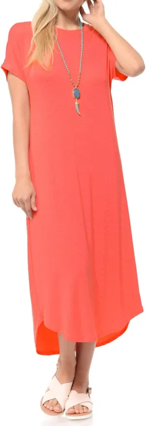 iconic luxe Women's A Line Short Sleeve T Shirt Midi Dress Summer Casual