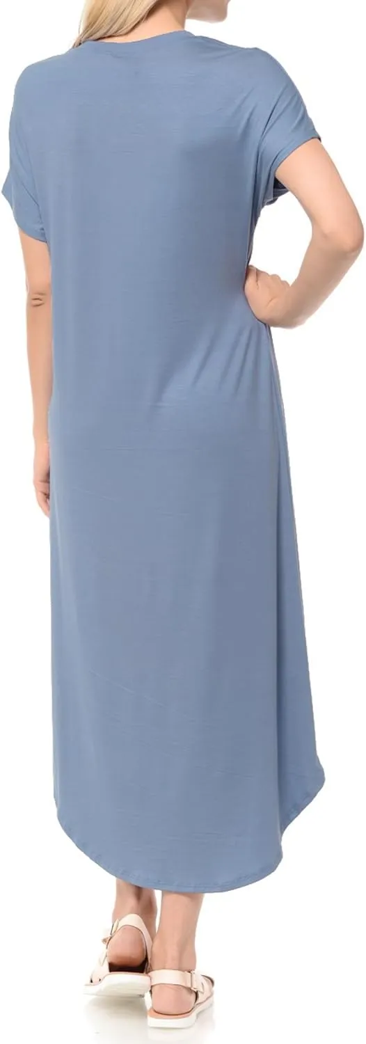 iconic luxe Women's A Line Short Sleeve T Shirt Midi Dress Summer Casual