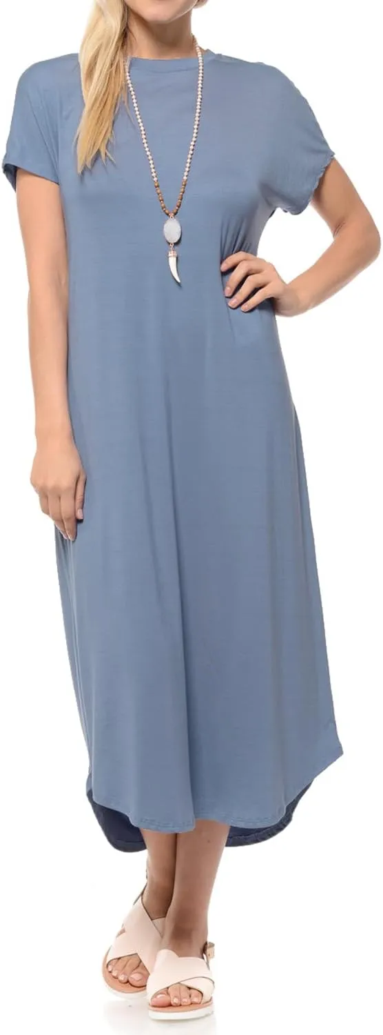 iconic luxe Women's A Line Short Sleeve T Shirt Midi Dress Summer Casual
