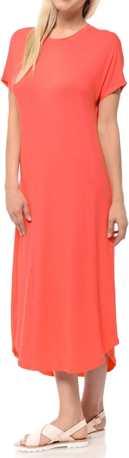 iconic luxe Women's A Line Short Sleeve T Shirt Midi Dress Summer Casual