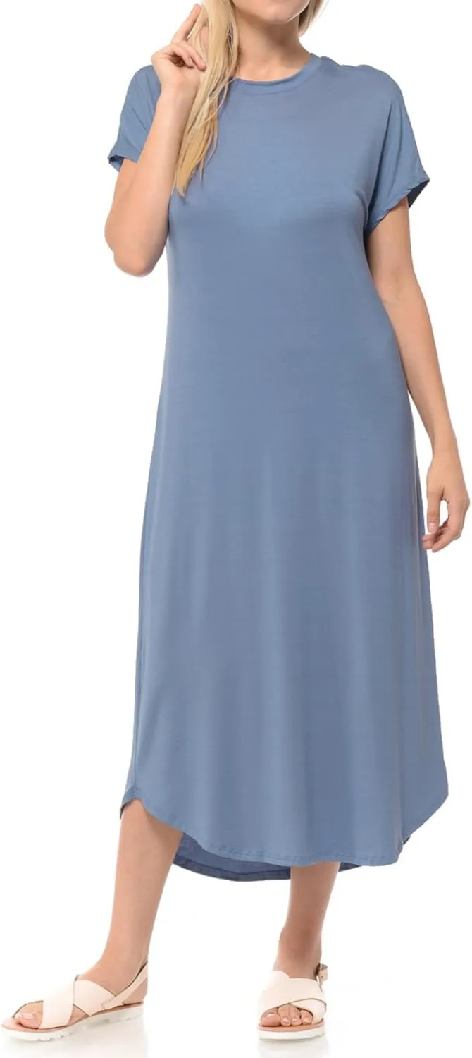 iconic luxe Women's A Line Short Sleeve T Shirt Midi Dress Summer Casual
