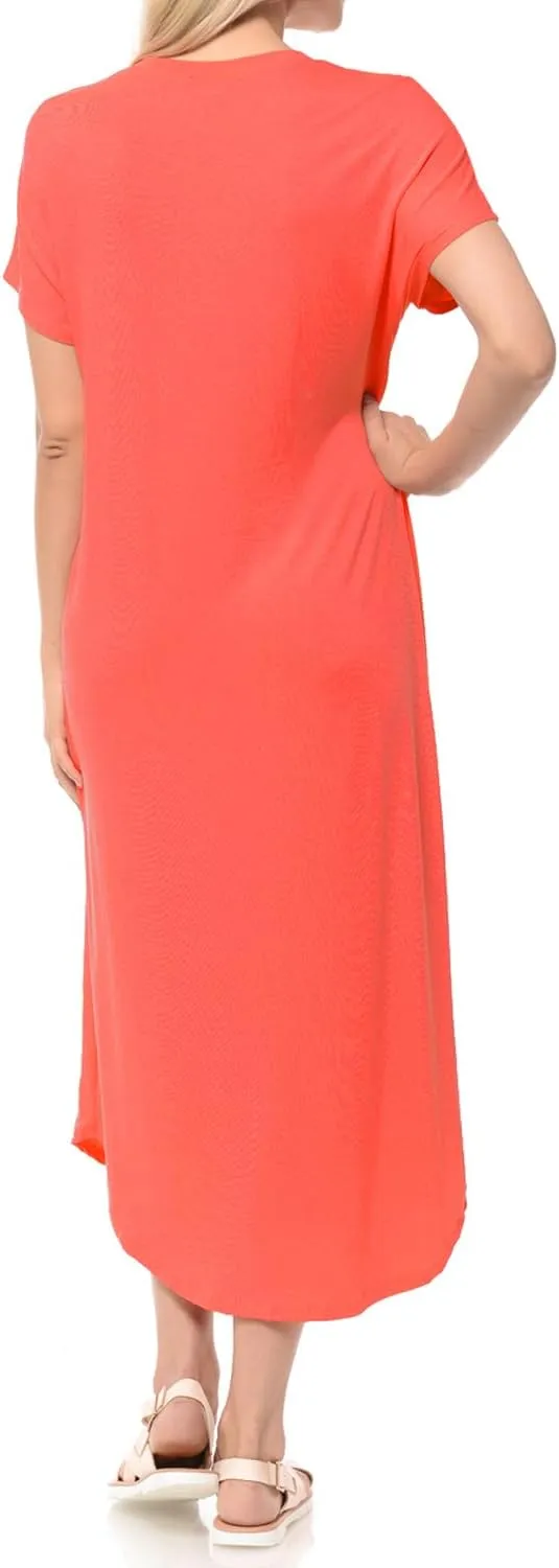 iconic luxe Women's A Line Short Sleeve T Shirt Midi Dress Summer Casual