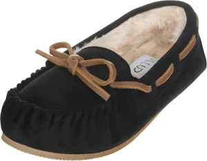 ILLUDE Women’s Moccasin Slipper Vegan Suede Faux Fur Lined Indoor Outdoor Moccasins Slip On Loafers Moccasins Shoes