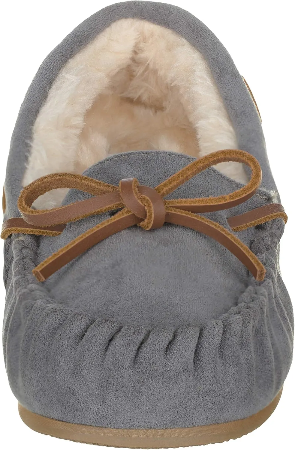 ILLUDE Women’s Moccasin Slipper Vegan Suede Faux Fur Lined Indoor Outdoor Moccasins Slip On Loafers Moccasins Shoes