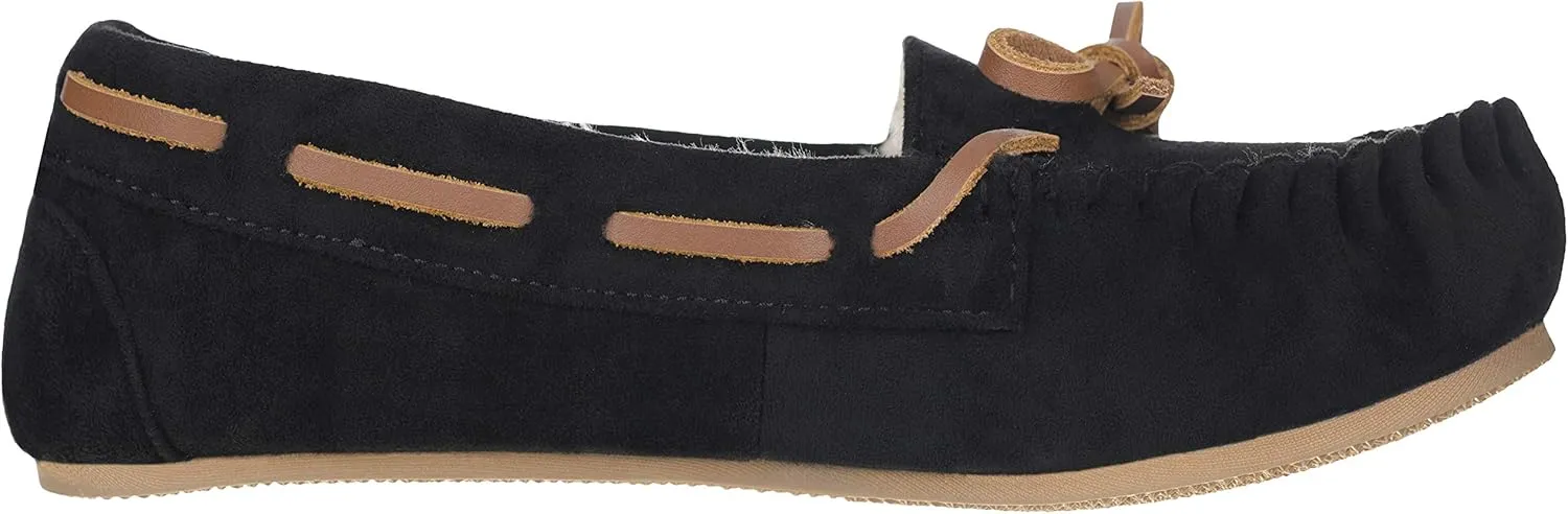 ILLUDE Women’s Moccasin Slipper Vegan Suede Faux Fur Lined Indoor Outdoor Moccasins Slip On Loafers Moccasins Shoes
